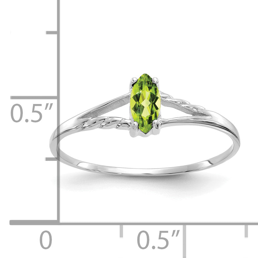 14k White Gold Peridot Birthstone Ring