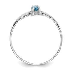 14k White Gold Blue Topaz Birthstone Ring