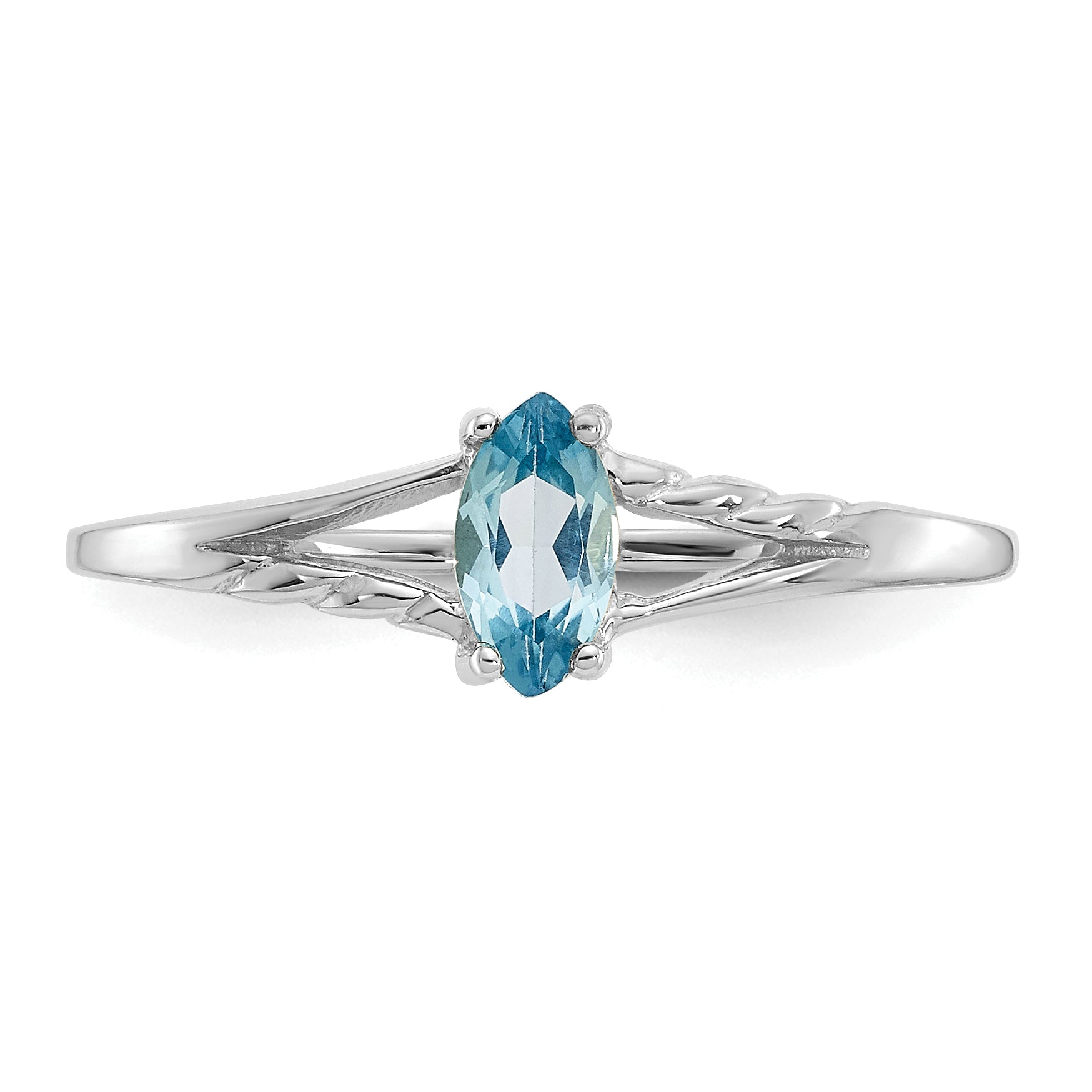 14k White Gold Blue Topaz Birthstone Ring