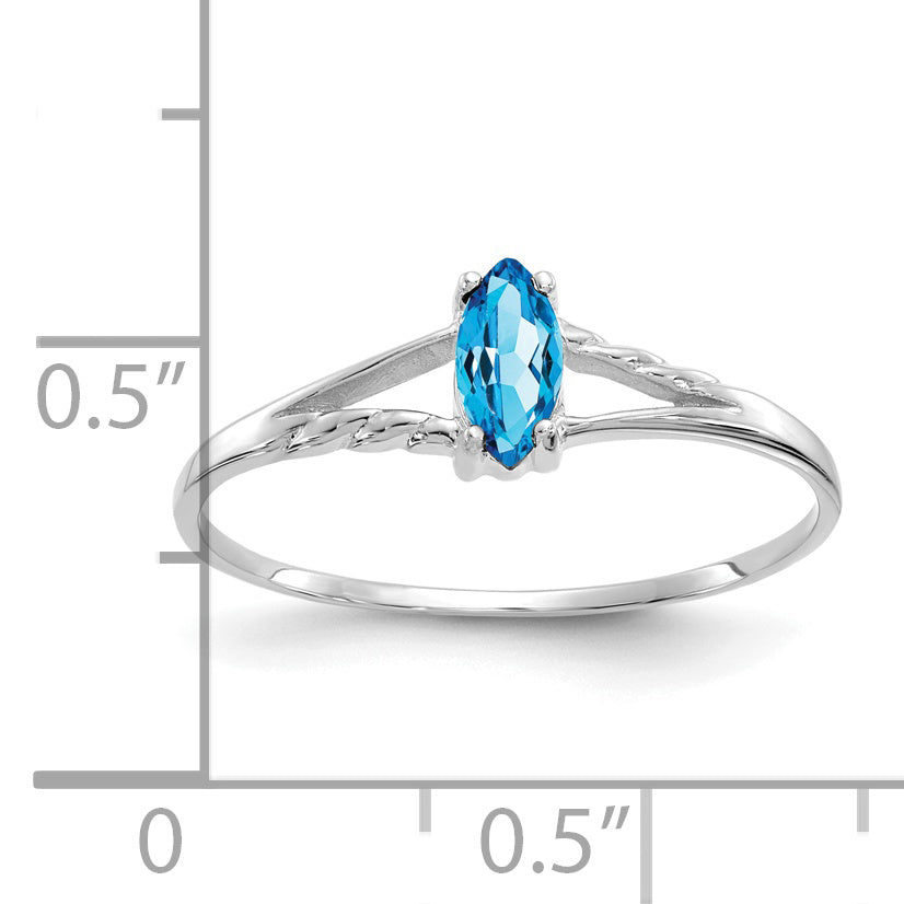 14k White Gold Blue Topaz Birthstone Ring