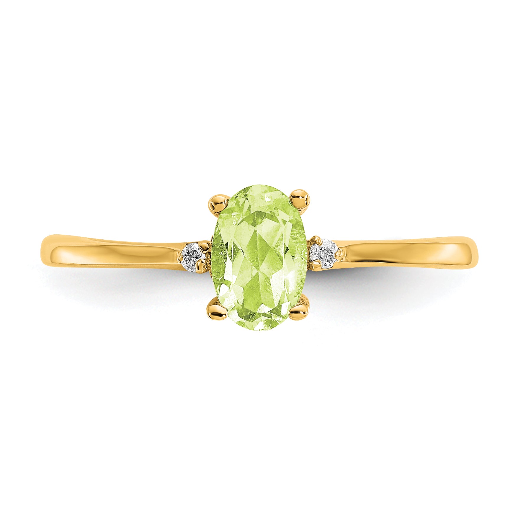 14k Diamond & Peridot Birthstone Ring