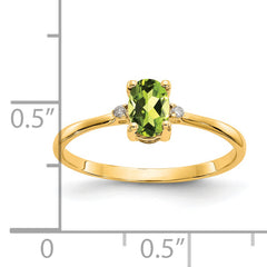 14k Diamond & Peridot Birthstone Ring