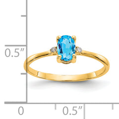 14k Diamond & Blue Topaz Birthstone Ring