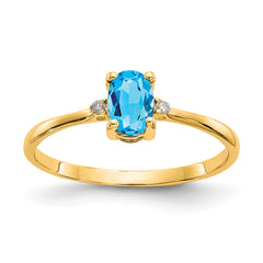 14k Diamond & Blue Topaz Birthstone Ring