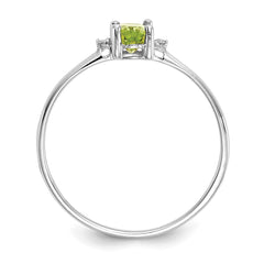 14k White Gold Diamond & Peridot Birthstone Ring