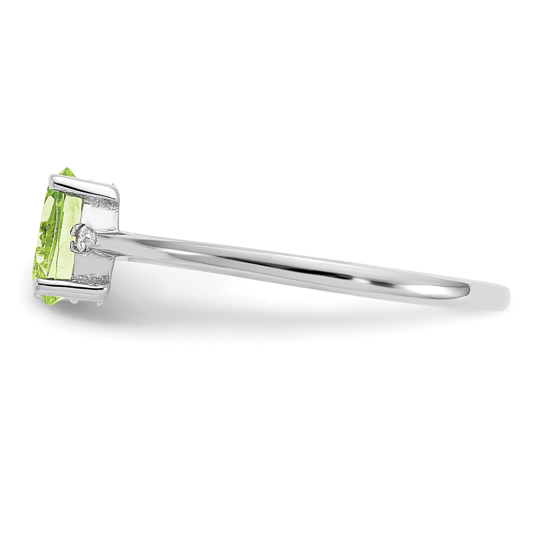 14k White Gold Diamond & Peridot Birthstone Ring