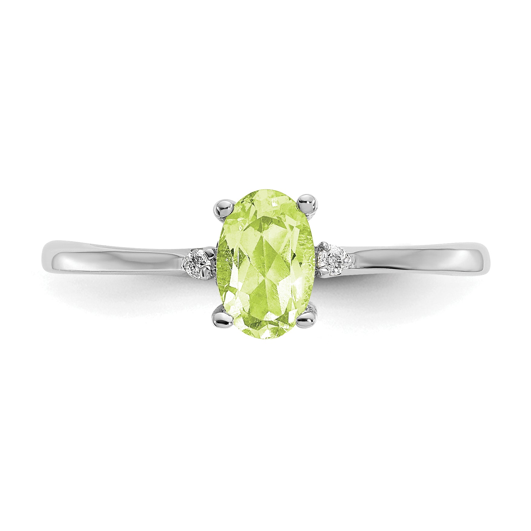 14k White Gold Diamond & Peridot Birthstone Ring