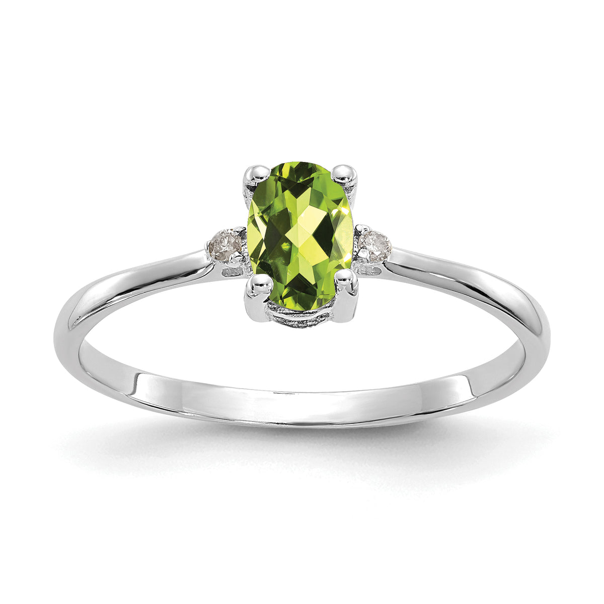 14k White Gold Diamond & Peridot Birthstone Ring