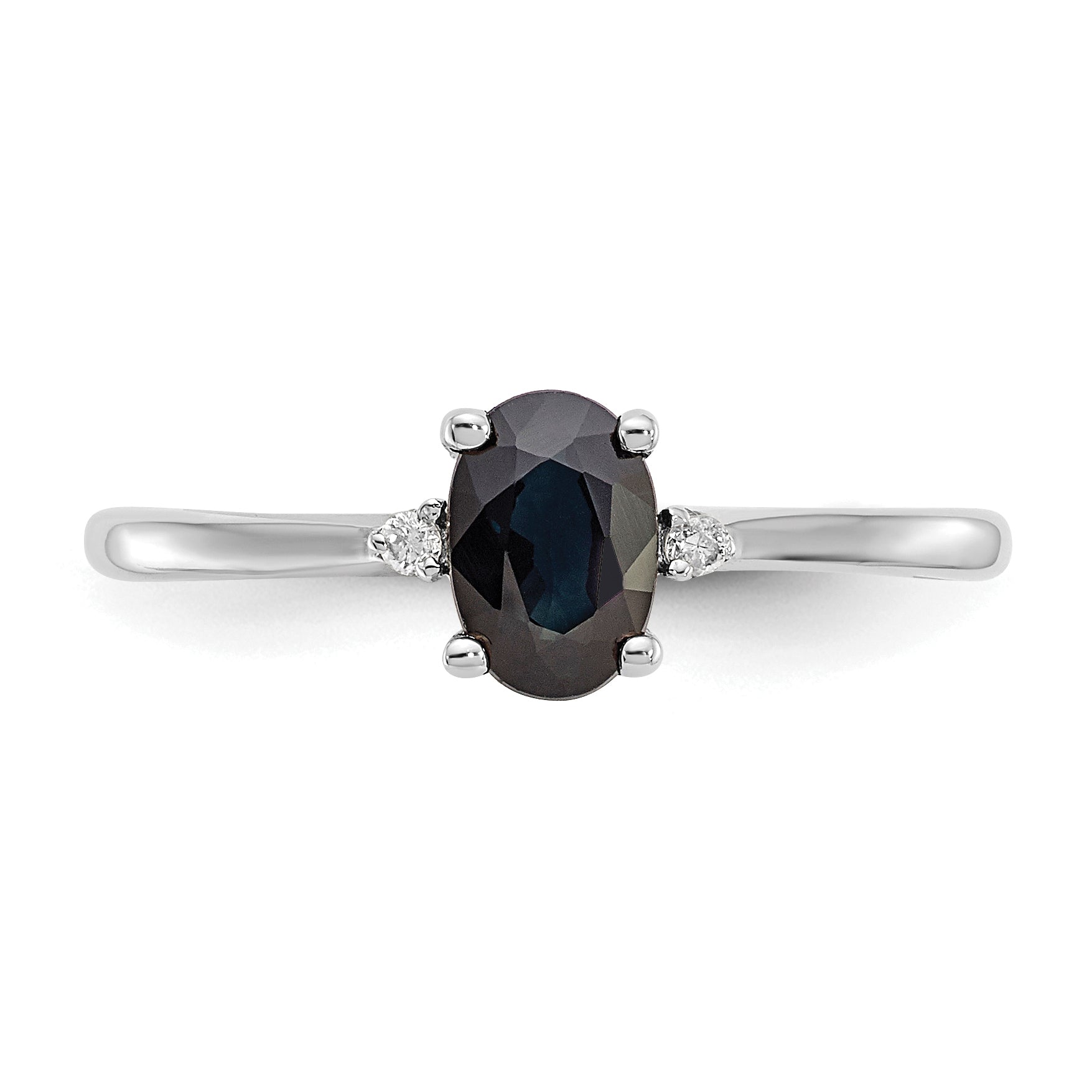 14k White Gold Diamond & Sapphire Birthstone Ring