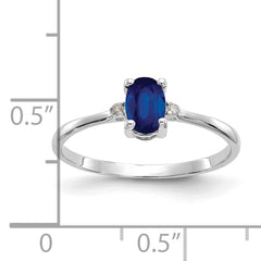 14k White Gold Diamond & Sapphire Birthstone Ring