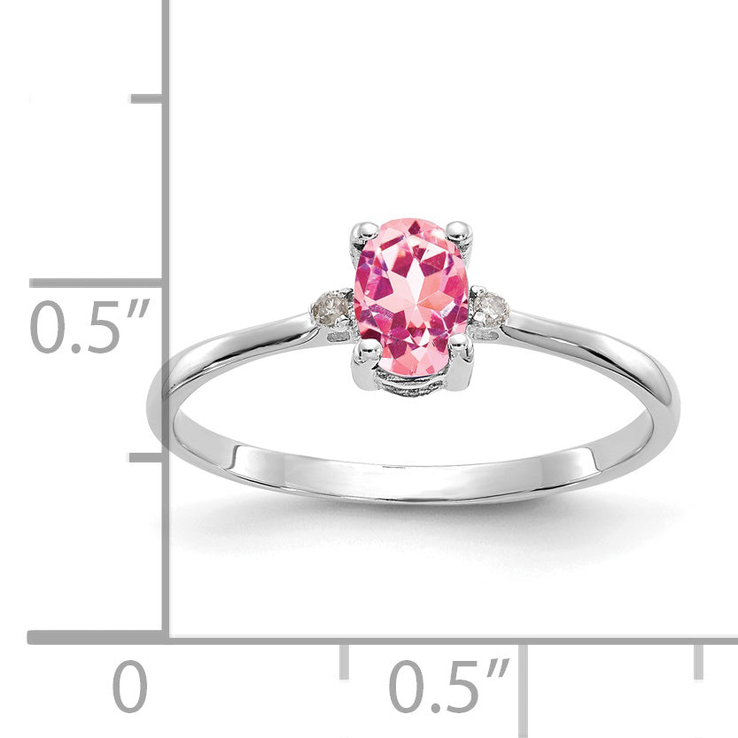 14k White Gold Diamond & Pink Tourmaline Birthstone Ring