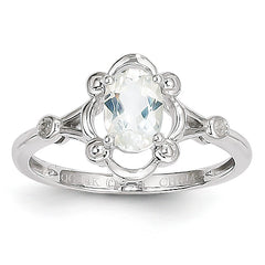 14K White Gold White Topaz Diamond Ring