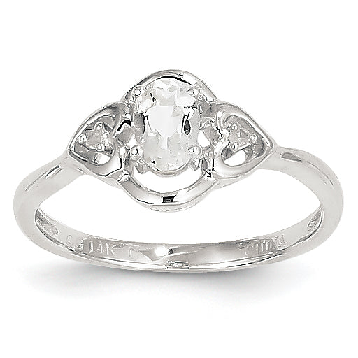 14K White Gold White Topaz Diamond Ring