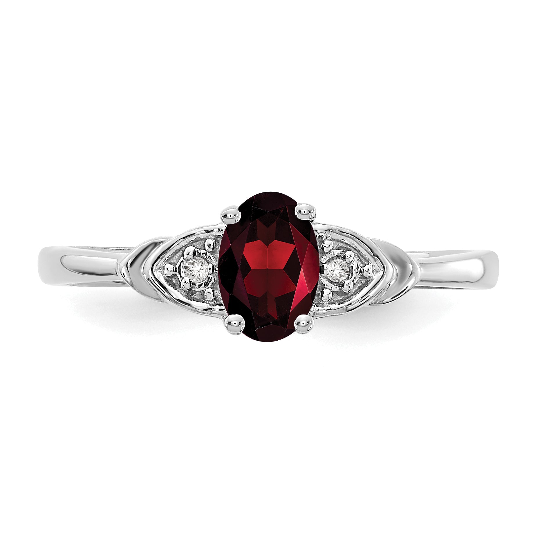 14k White Gold Garnet and Diamond Ring