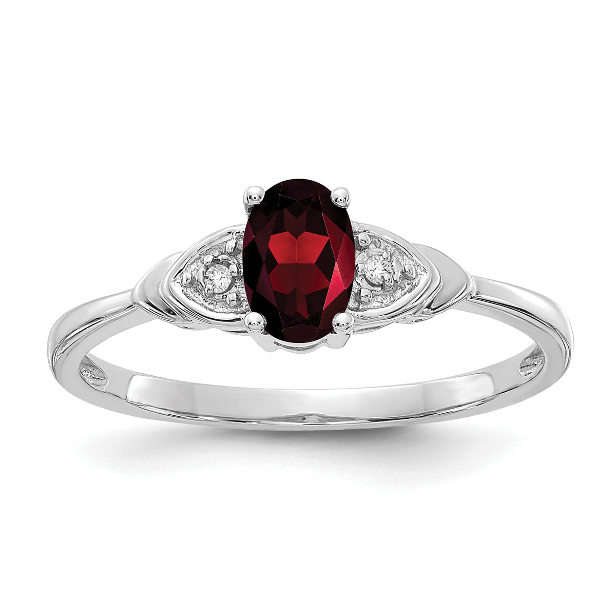 14k White Gold Garnet and Diamond Ring