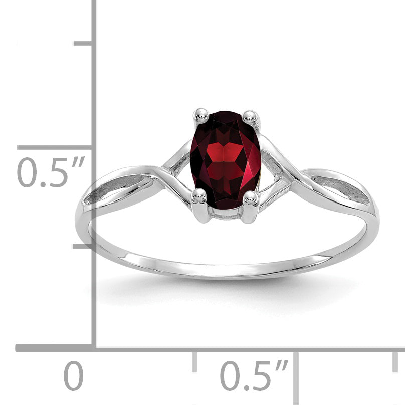 14k White Gold Garnet Birthstone Ring