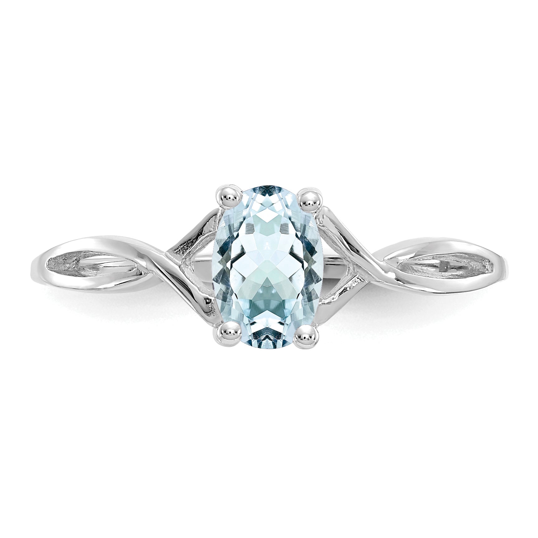 14k White Gold Aquamarine Birthstone Ring