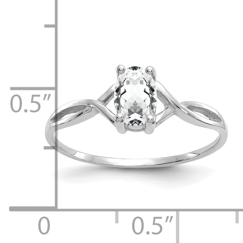 14k White Gold White Topaz Birthstone Ring