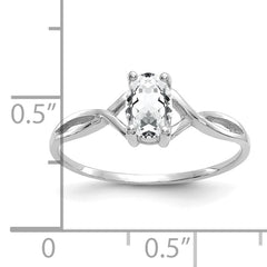 14k White Gold White Topaz Birthstone Ring