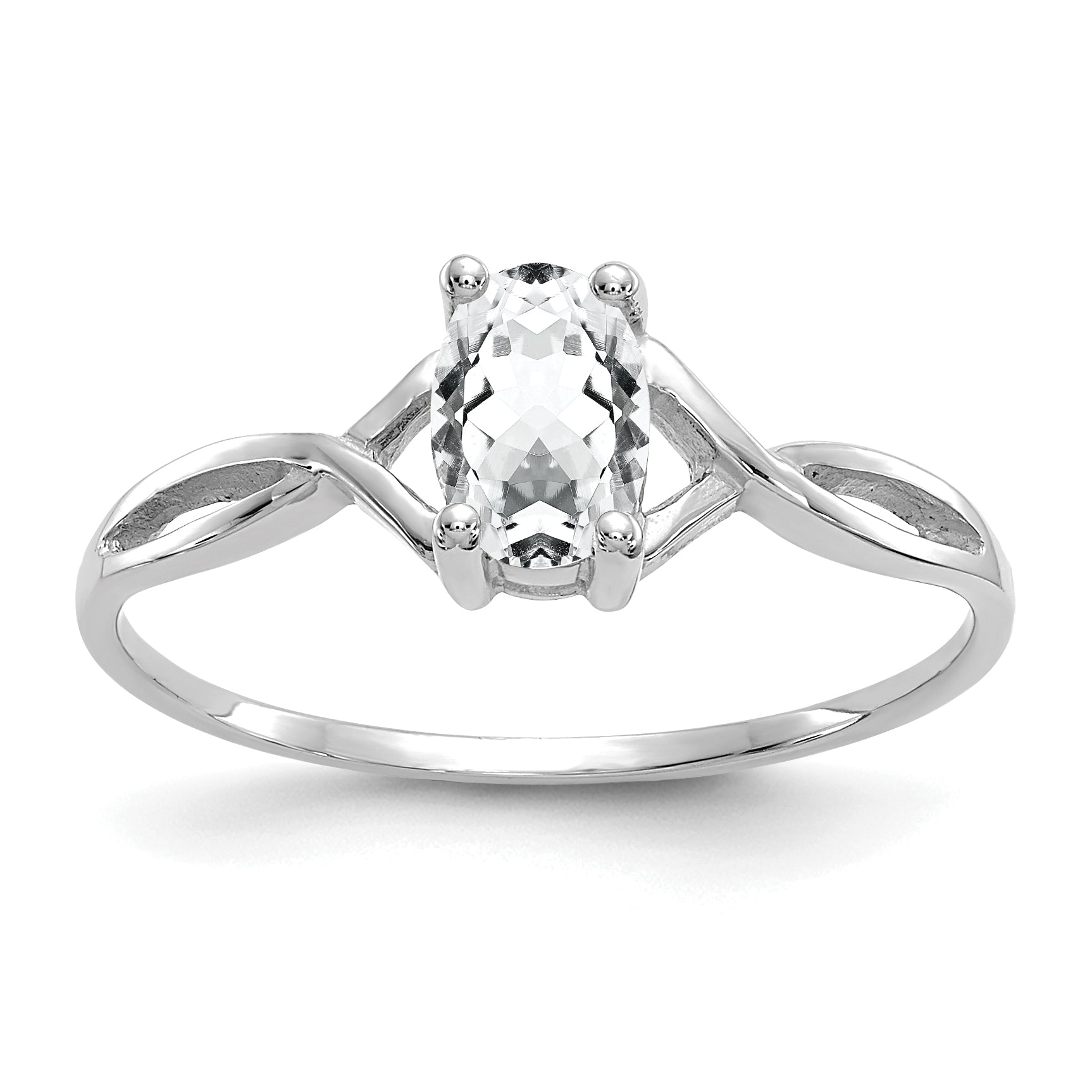 14k White Gold White Topaz Birthstone Ring