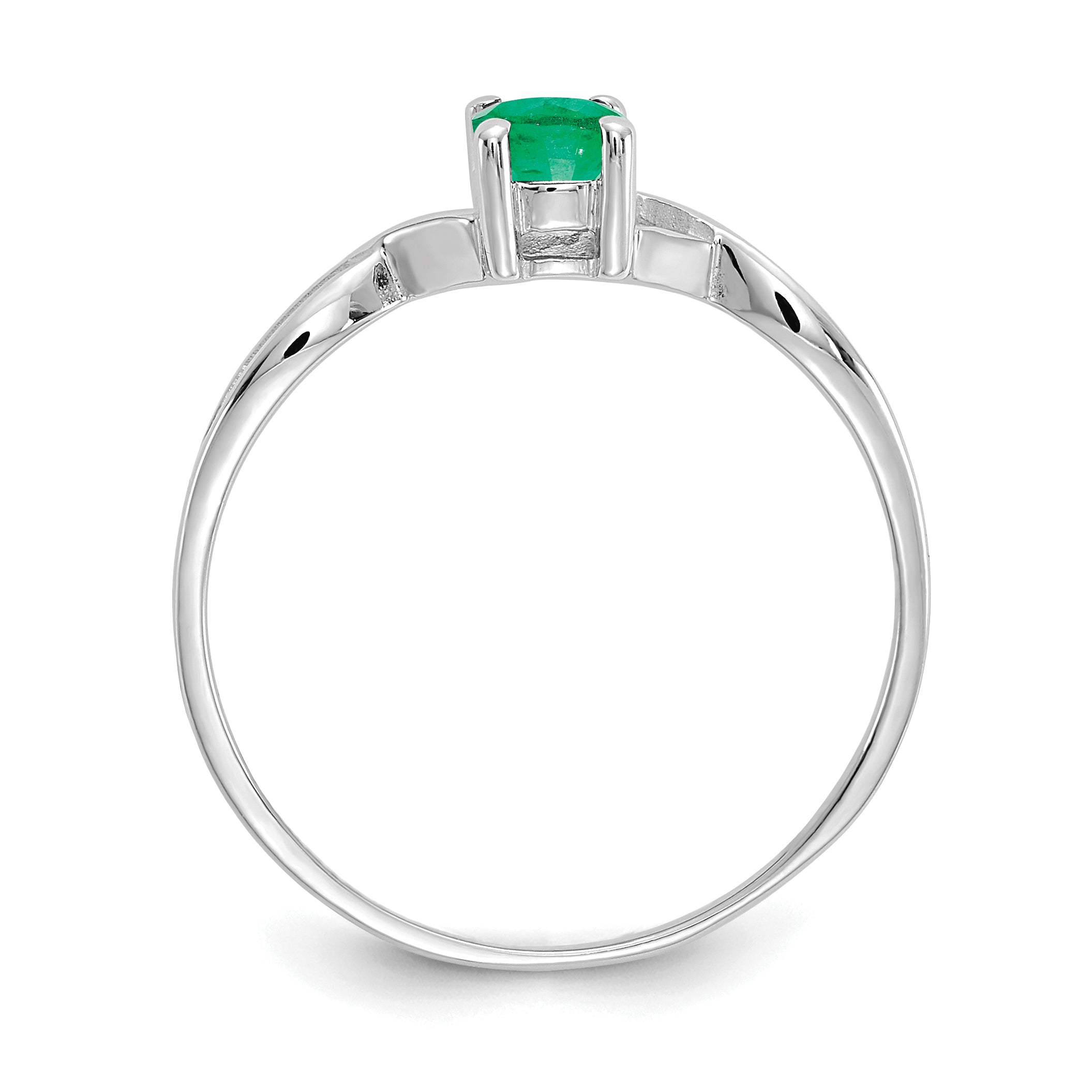 14k White Gold Emerald Birthstone Ring