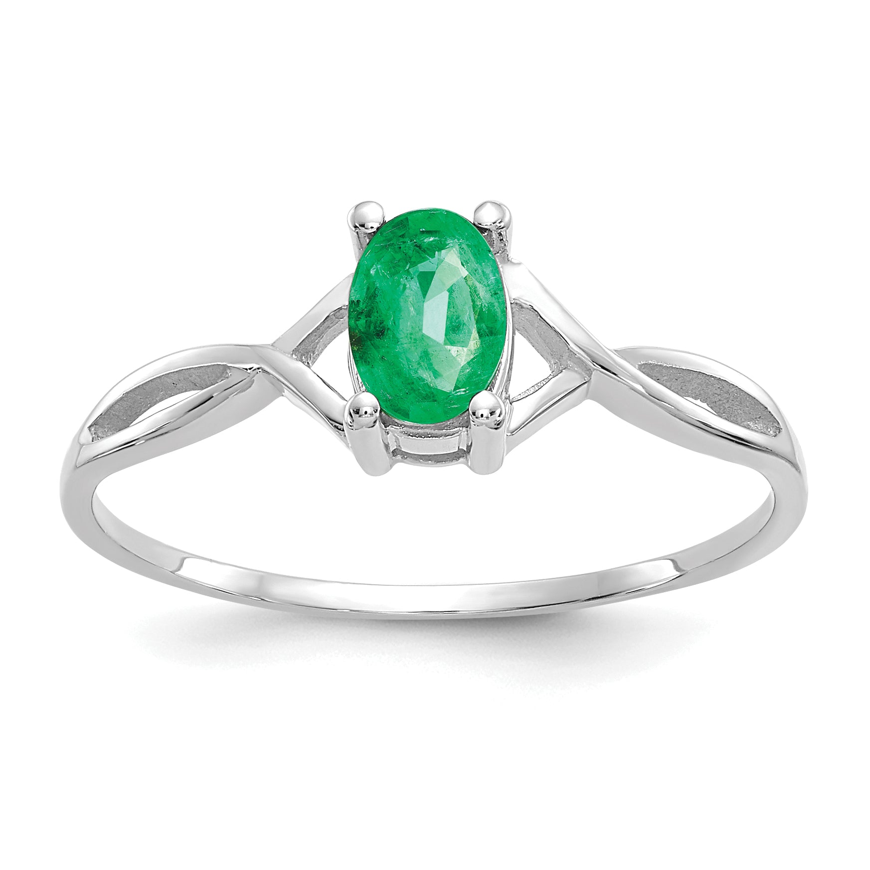 14k White Gold Emerald Birthstone Ring