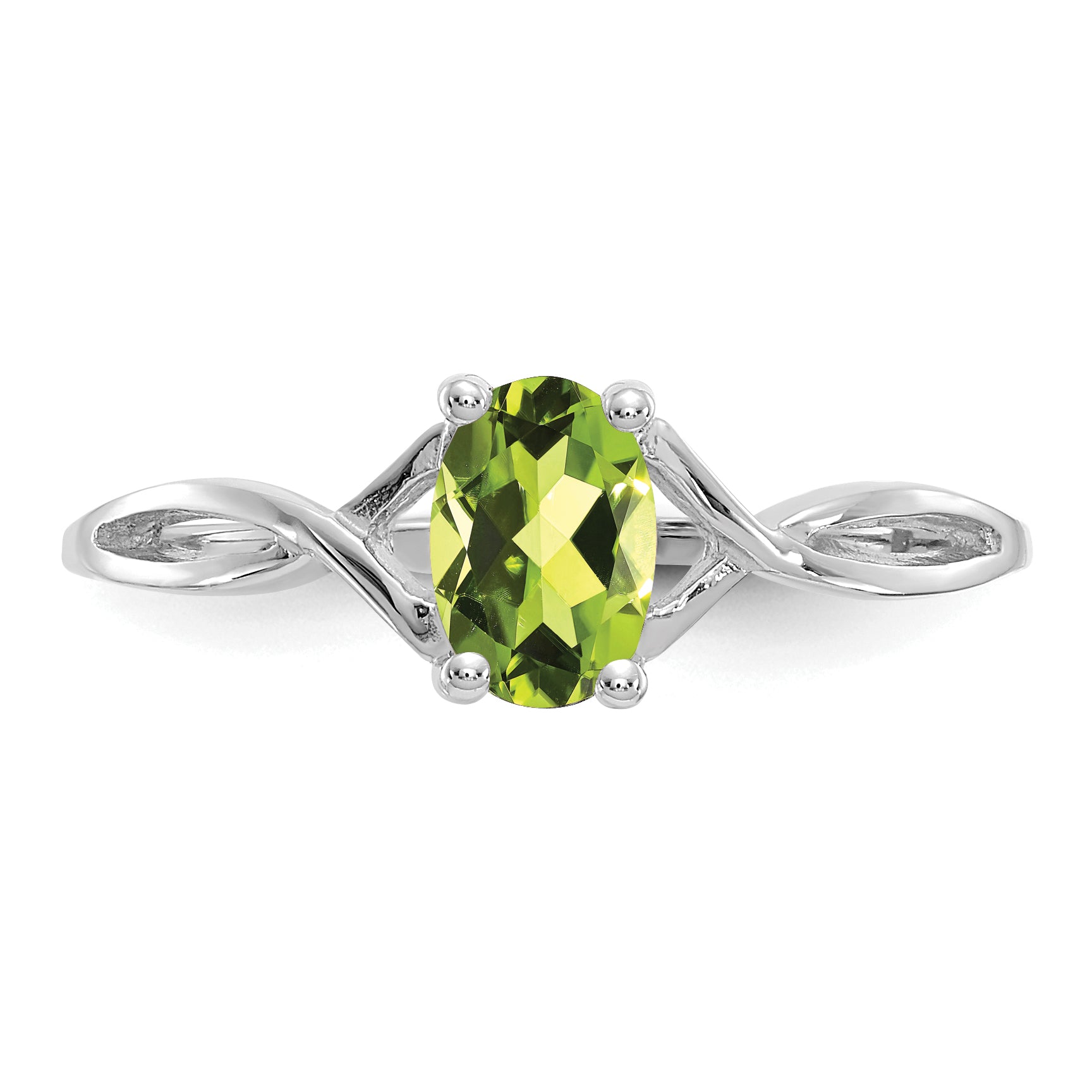 14k White Gold Peridot Birthstone Ring