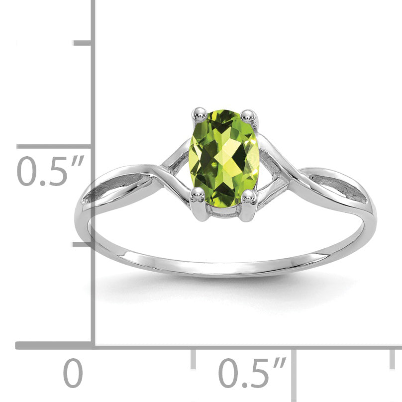 14k White Gold Peridot Birthstone Ring