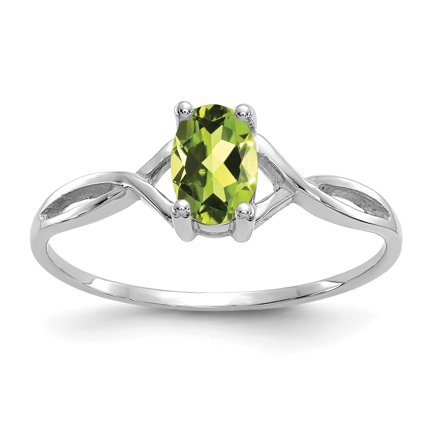 14k White Gold Peridot Birthstone Ring