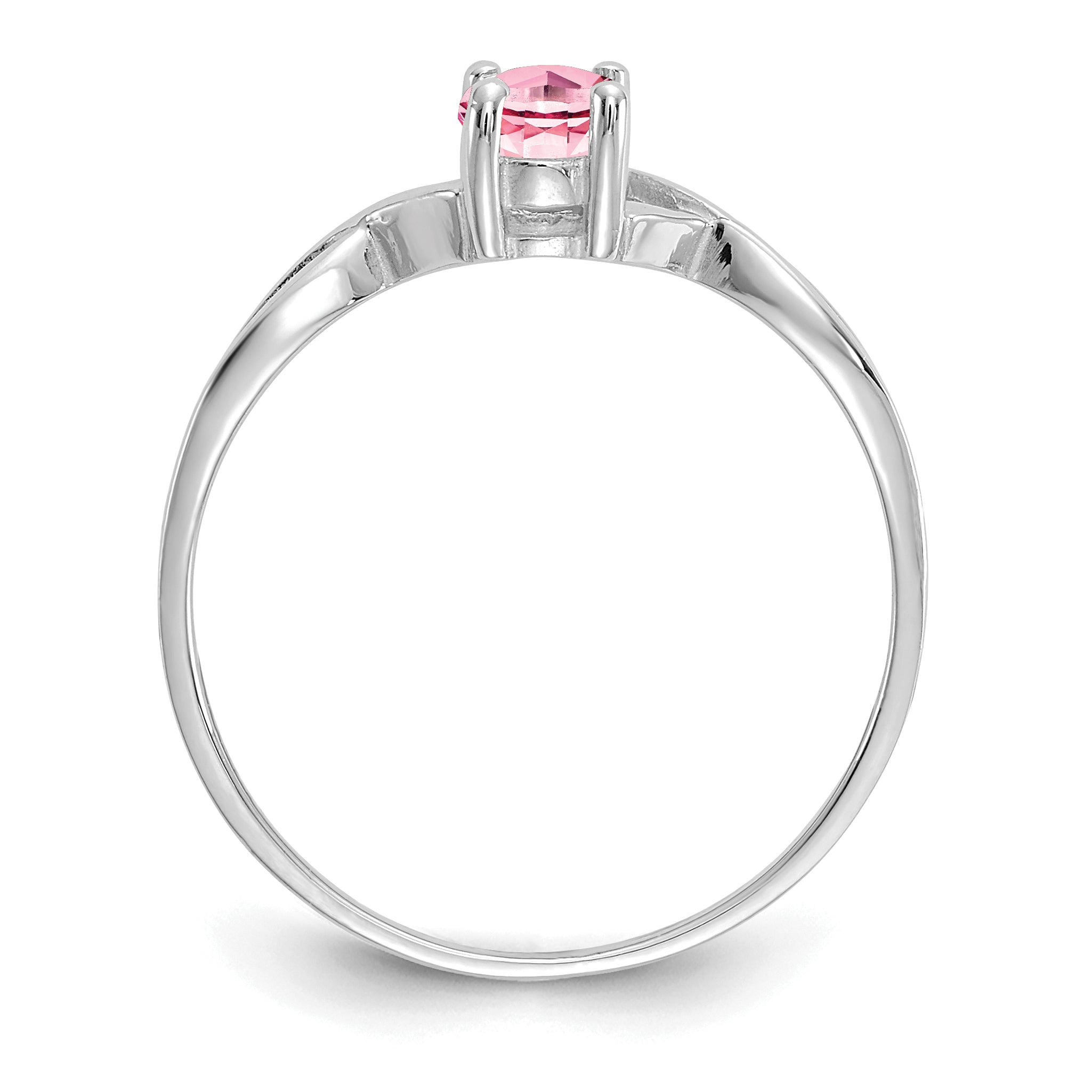 14k White Gold Pink Tourmaline Birthstone Ring