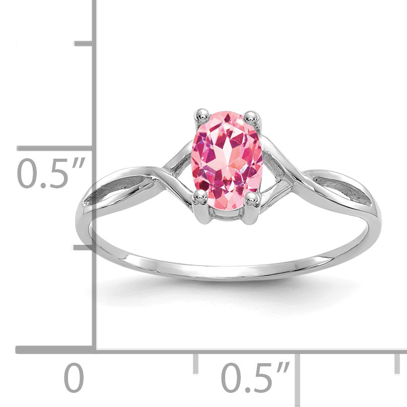 14k White Gold Pink Tourmaline Birthstone Ring