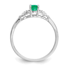 14k White Gold Emerald and Diamond Ring