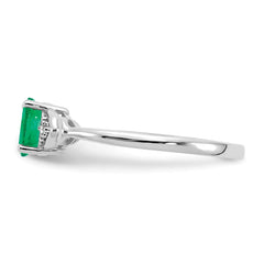 14k White Gold Emerald and Diamond Ring