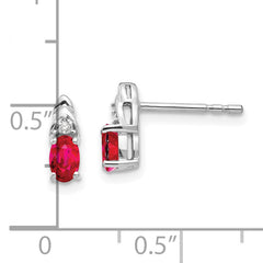 14k White Gold Ruby and Diamond Post Earrings