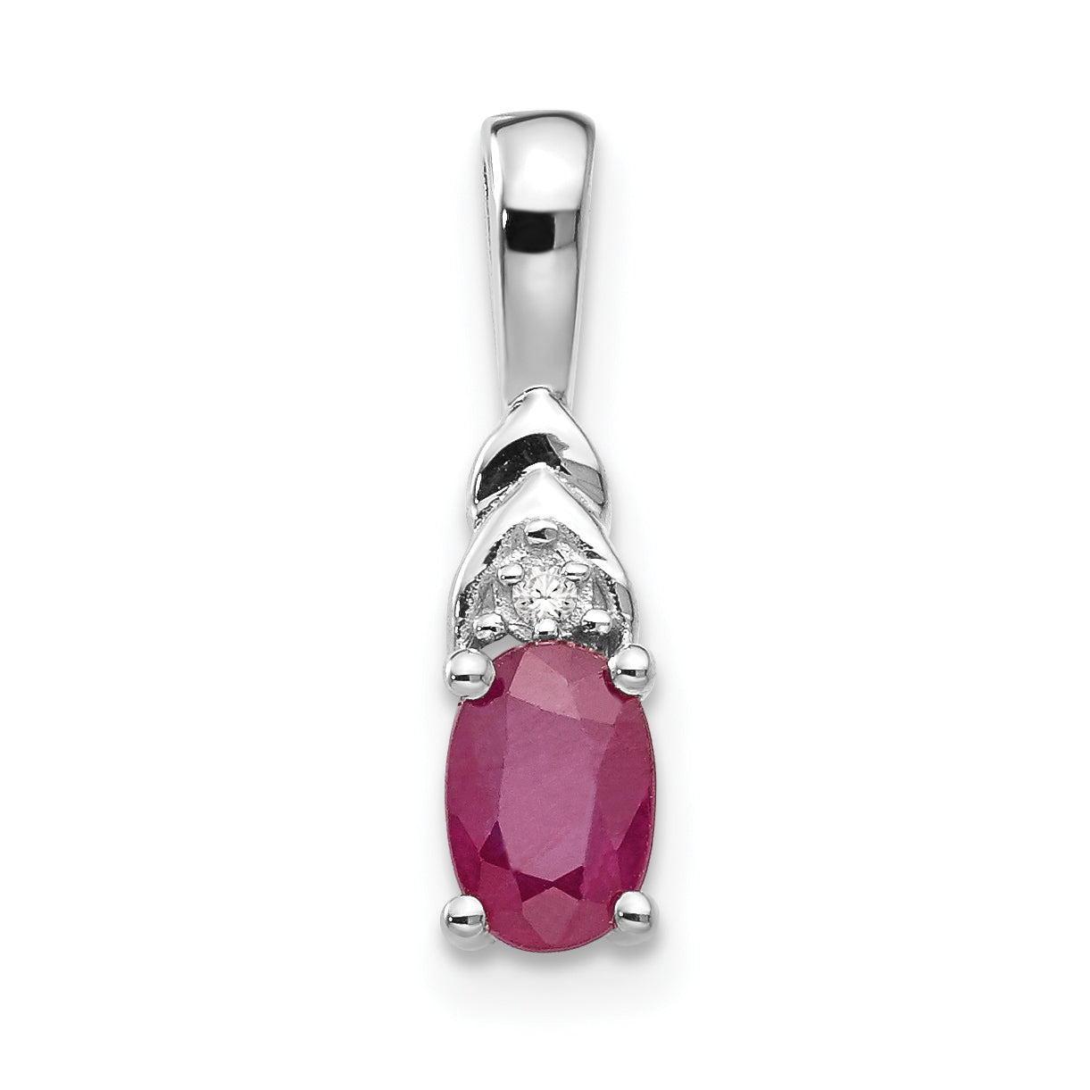 14K White Gold Ruby Diamond Pendant