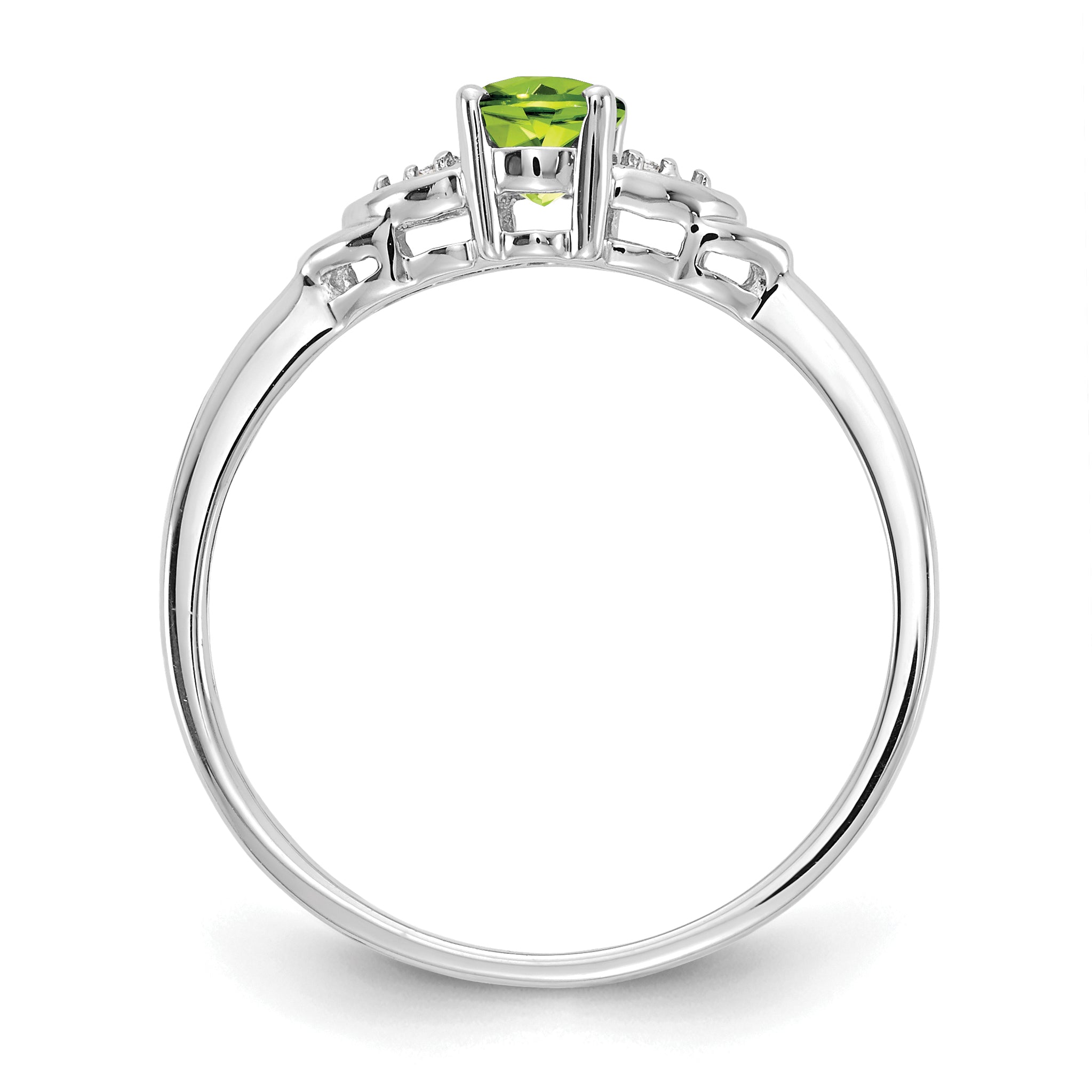 14k White Gold Peridot and Diamond Ring