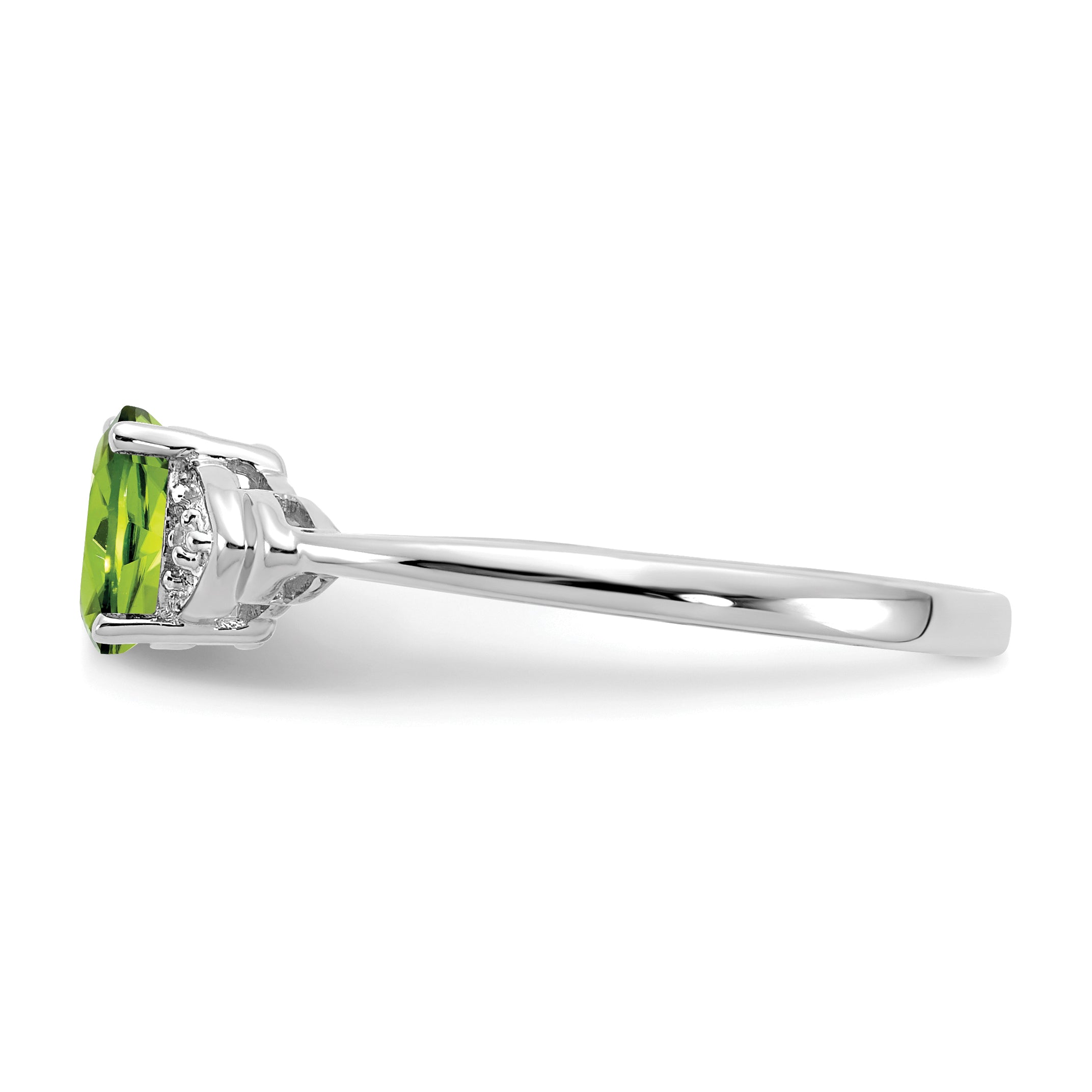 14k White Gold Peridot and Diamond Ring