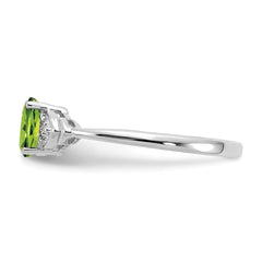 14k White Gold Peridot and Diamond Ring