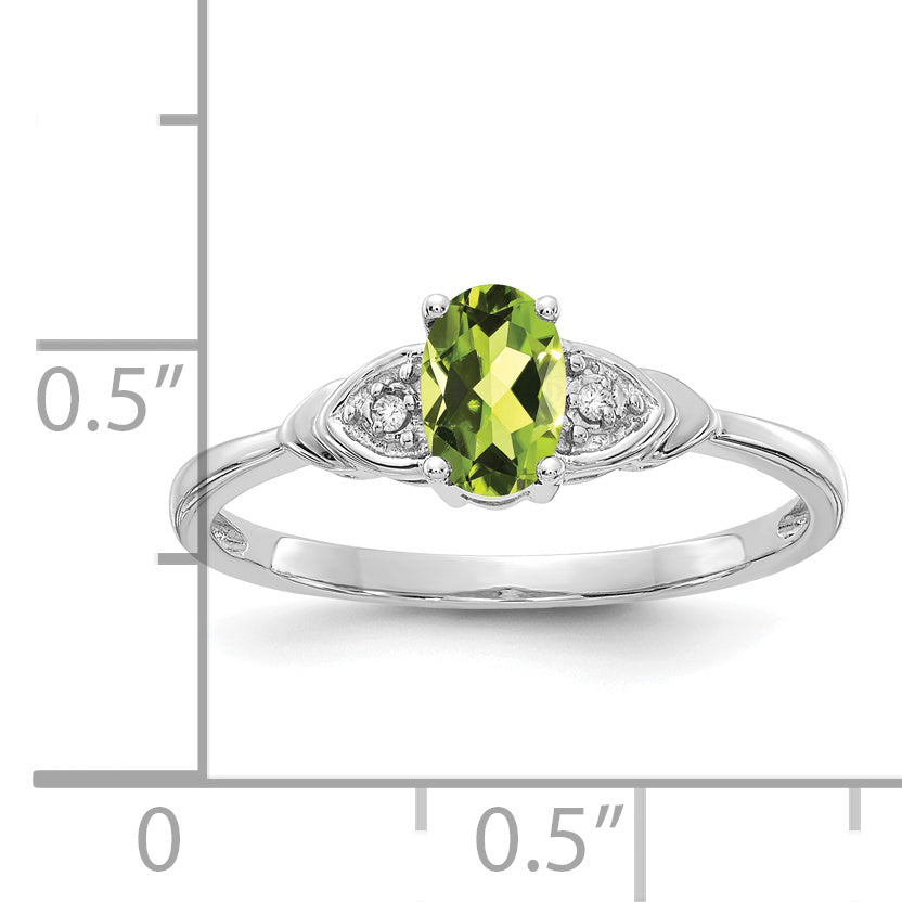 14k White Gold Peridot and Diamond Ring