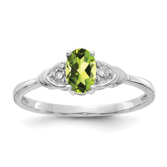 14k White Gold Peridot and Diamond Ring