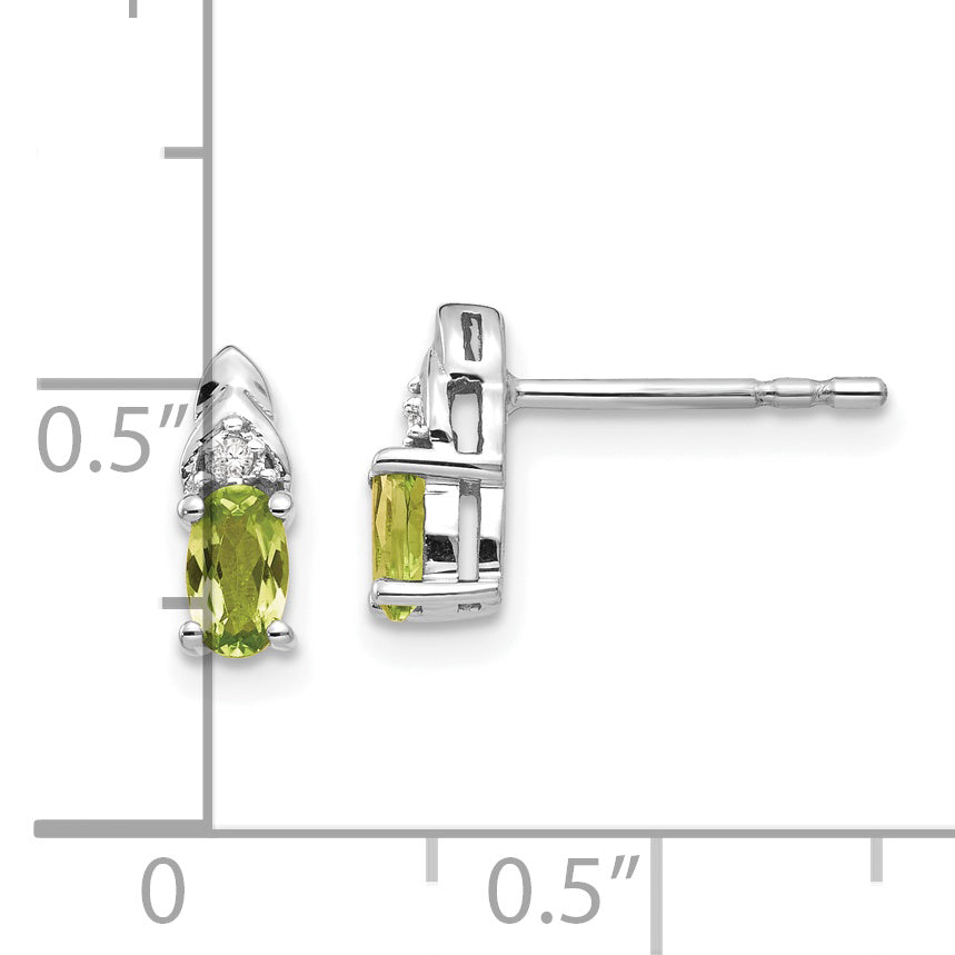 14k White Gold Peridot and Diamond Post Earrings