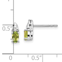 14k White Gold Peridot and Diamond Post Earrings