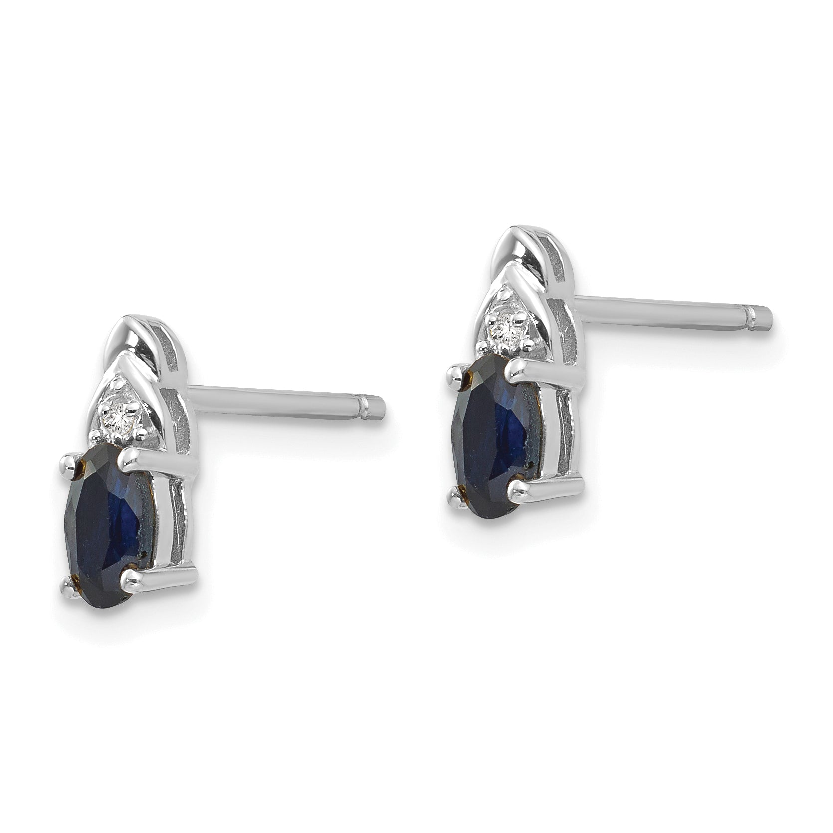 14k White Gold Sapphire and Diamond Post Earrings