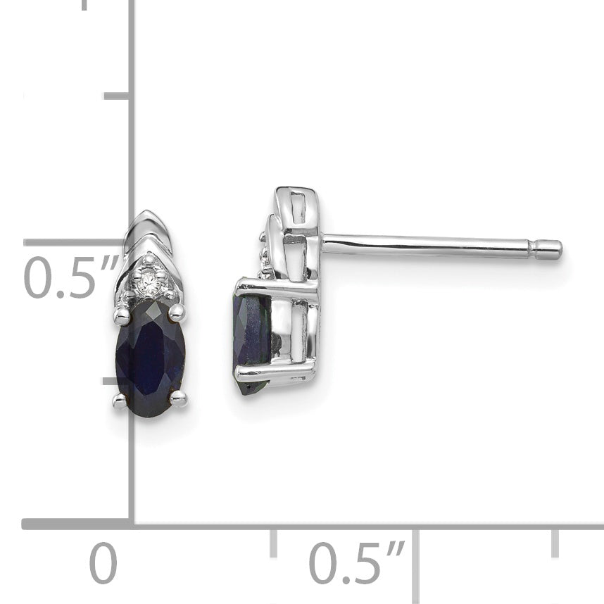 14k White Gold Sapphire and Diamond Post Earrings