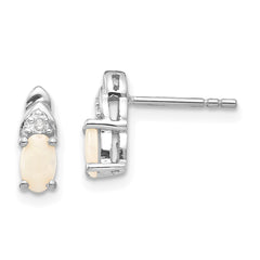 14k White Gold Opal and Diamond Post Earrings