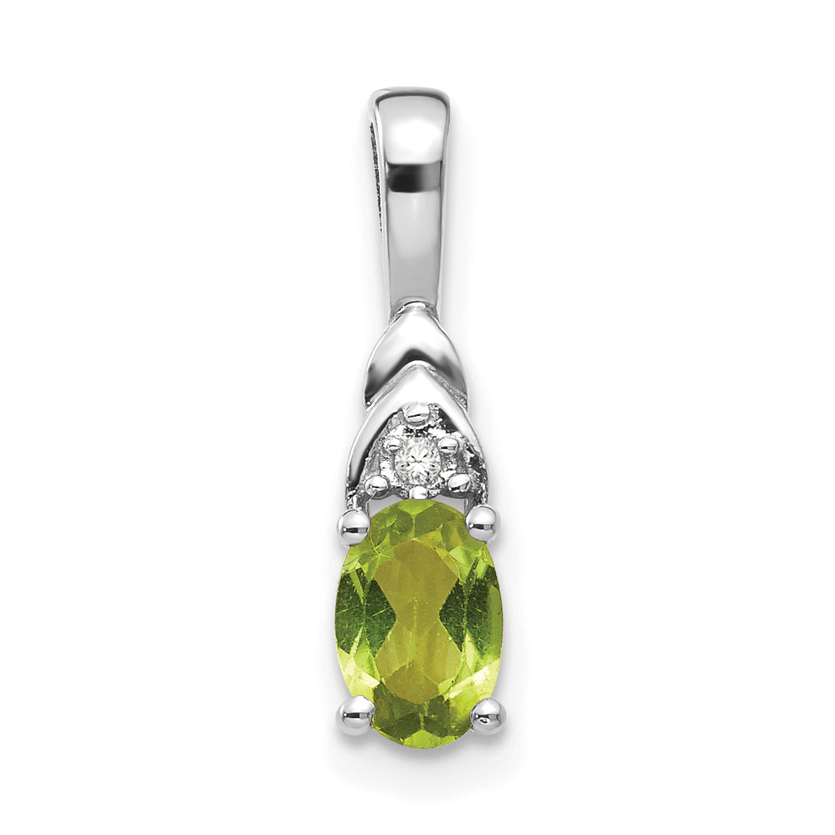 14K White Gold Peridot Diamond Pendant