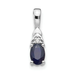 14K White Gold Sapphire Diamond Pendant