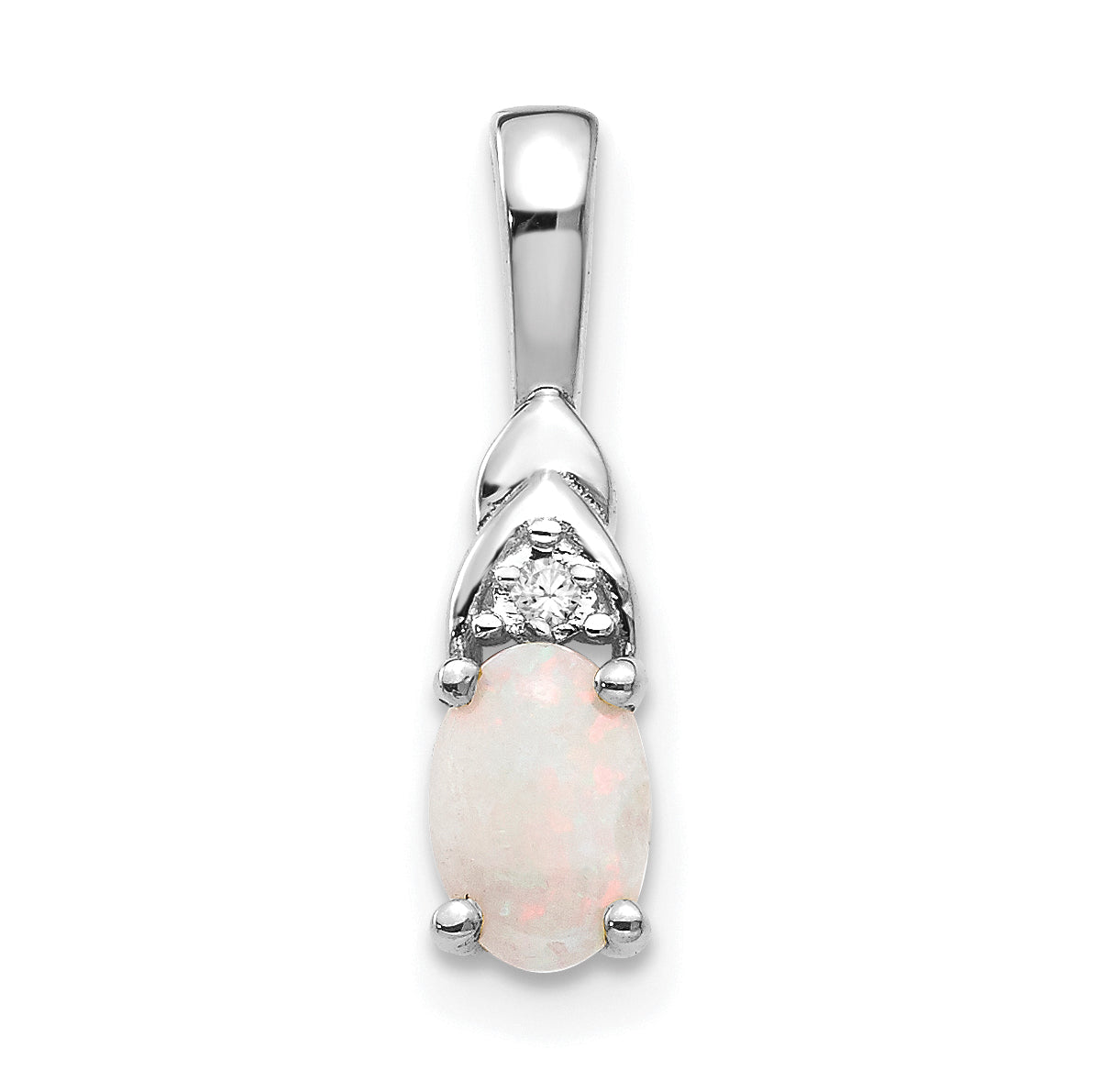 14K White Gold Opal Diamond Pendant