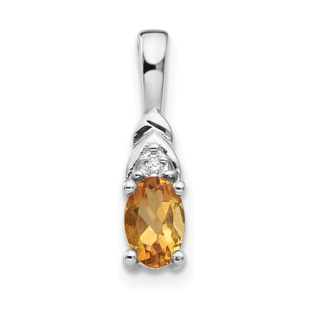 14K White Gold Citrine Diamond Pendant