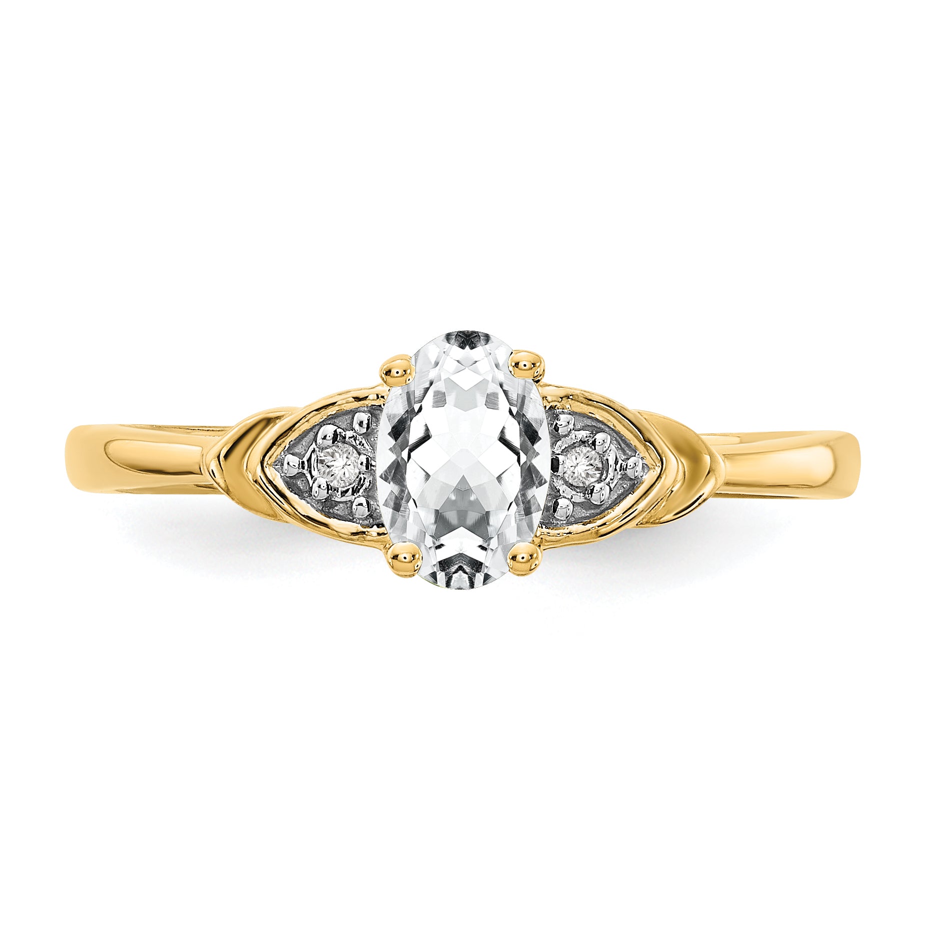 14k White Topaz and Diamond Ring